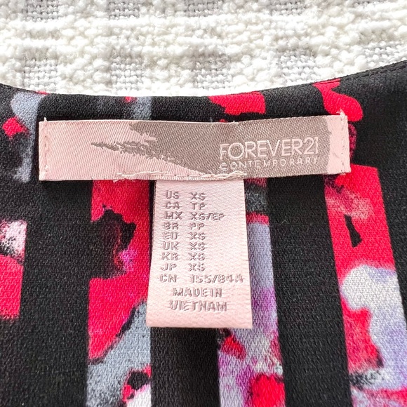 NWOT Forever 21 XS Floral Striped Front Zipper A-line Dress - Picture 3 of 11